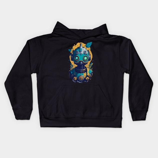 Robot with a Gun Face Kids Hoodie by SRArtShop